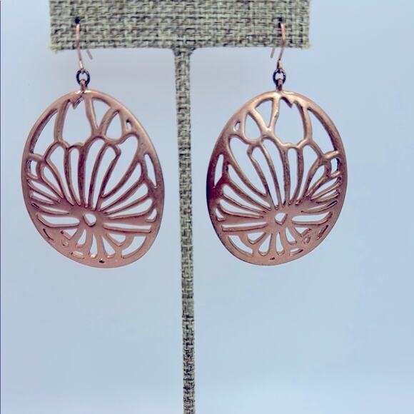 Fossil Rose Gold Filigree Earrings - Picture 3 of 7